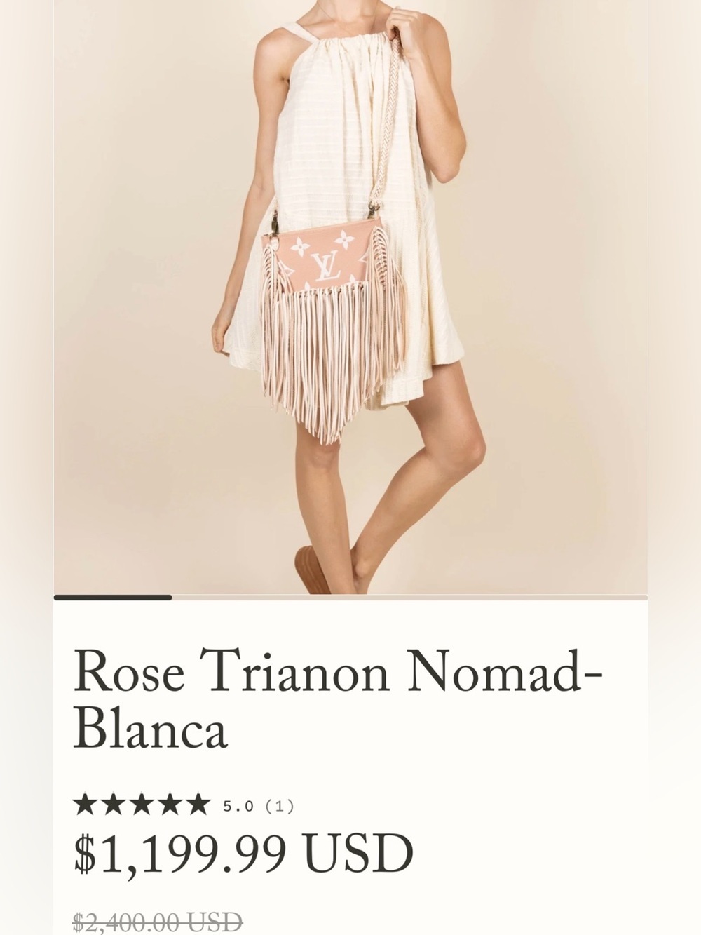 Louis Vuitton Rose Trianon Nomad-
Blanca Beige & Tan Fringe Leather Crossbody - Picture 4 of 14